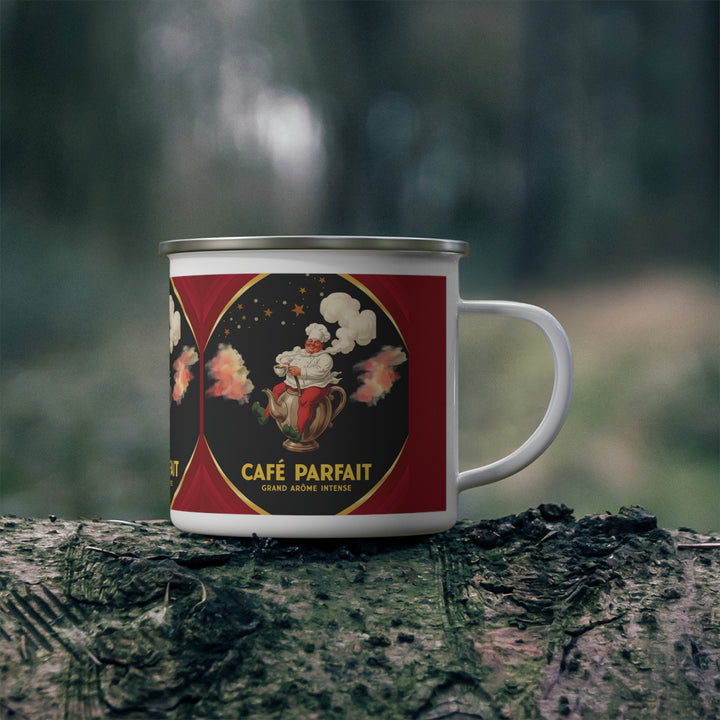 Café Parfait Royale Enamel Camping Mug | Vintage French Café Coffee Cup