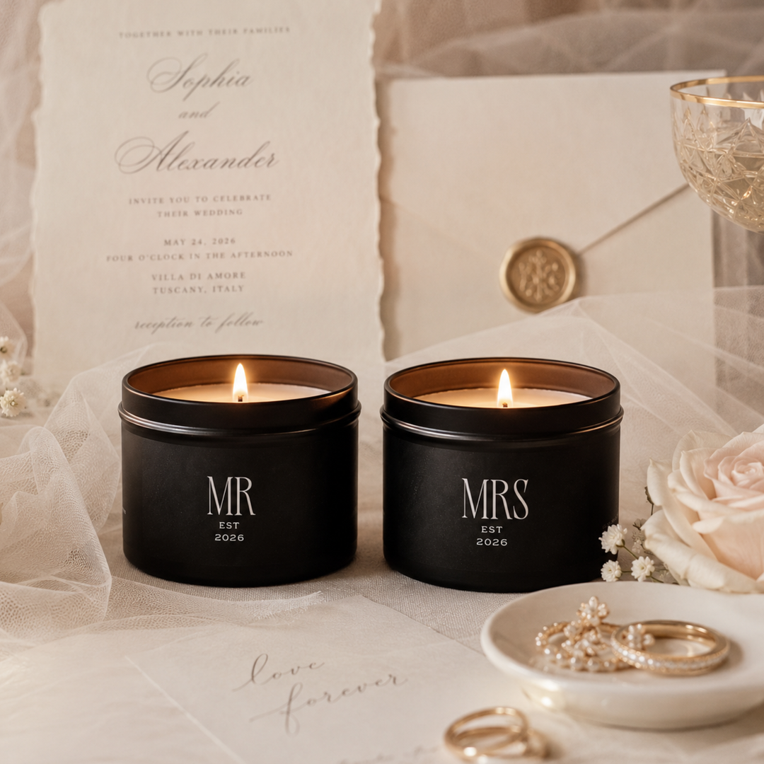 Midnight Union Bride Candle  —  Mrs Est 2026 Spa Retreat Scent