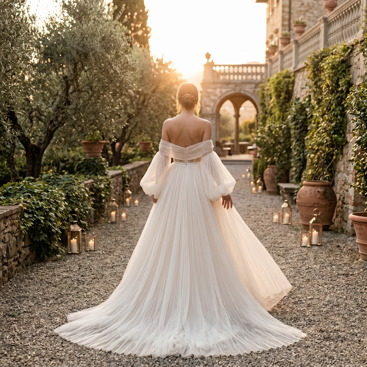 Pearl Union Ivory Whisper Off-Shoulder Tulle Bridal Gown