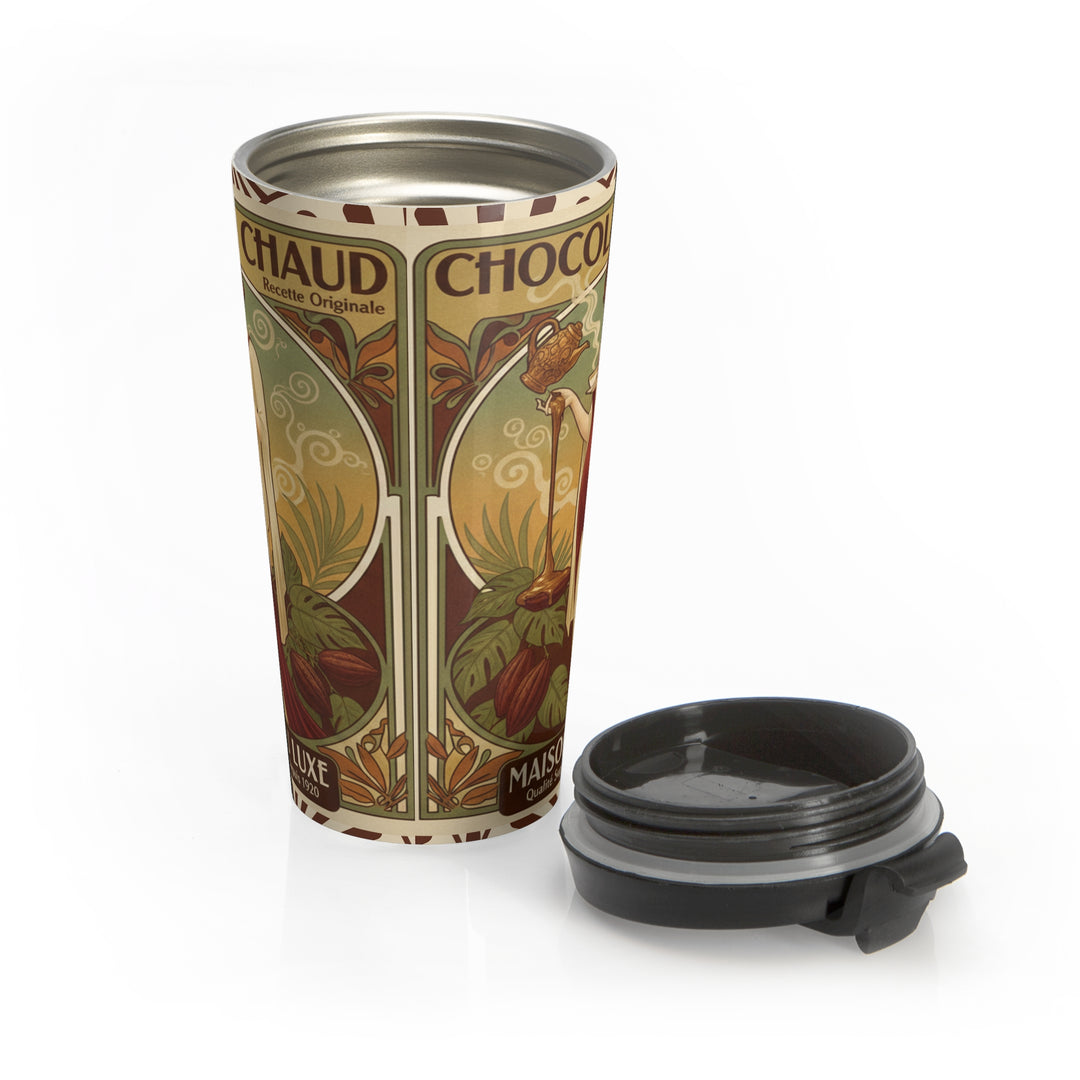 Chocolat Chaud Élégance Travel Mug | Vintage French Hot Chocolate Art Cup