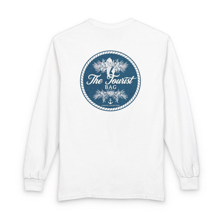 Siren of the Harbor – Mermaid Nautical Emblem Unisex Long Sleeve T-Shirt (White)