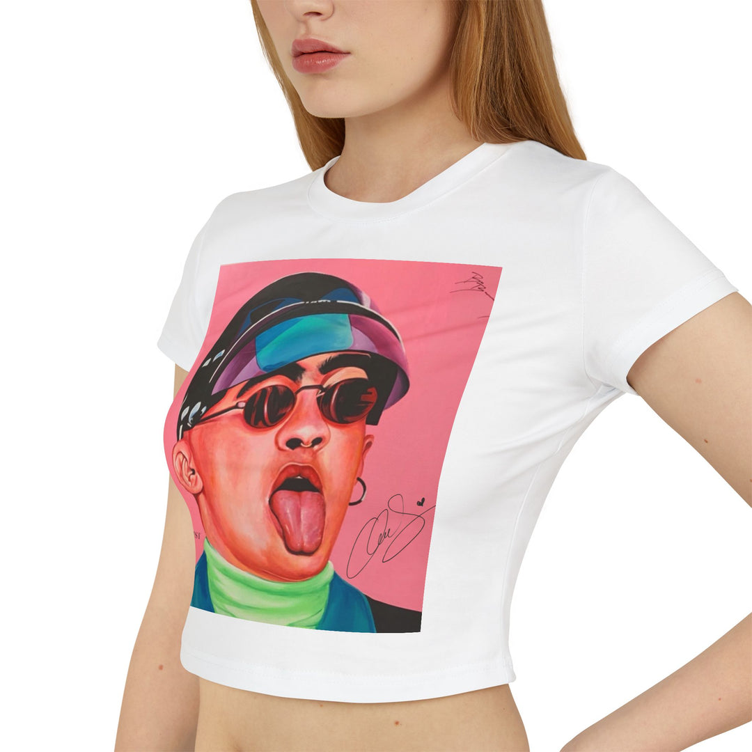 Signature Portrait Women's Baby Tee (Inspired by BadBunny)