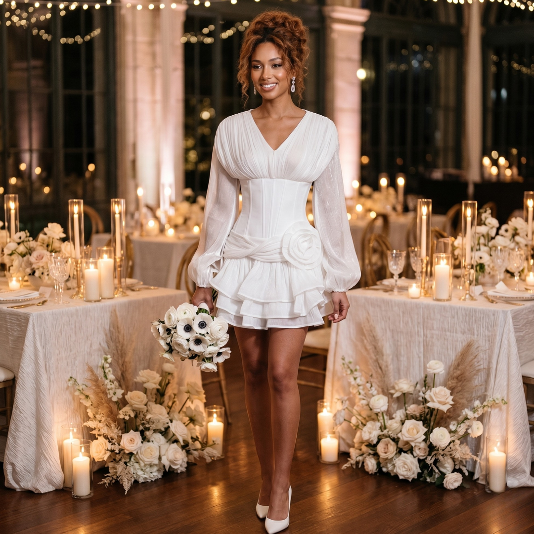 Pearl Union Ivory Étoile Couture Bridal Mini Dress
