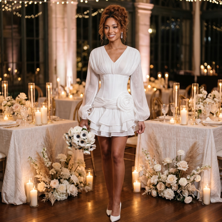 Pearl Union Ivory Étoile Couture Bridal Mini Dress