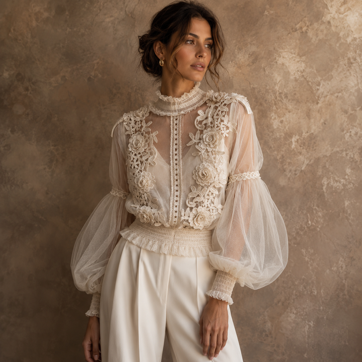 Ivory Garden Heirloom Lace Reception Blouse