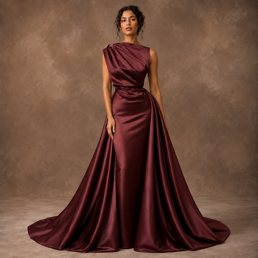 Crimson Promise Satin Mermaid Gown