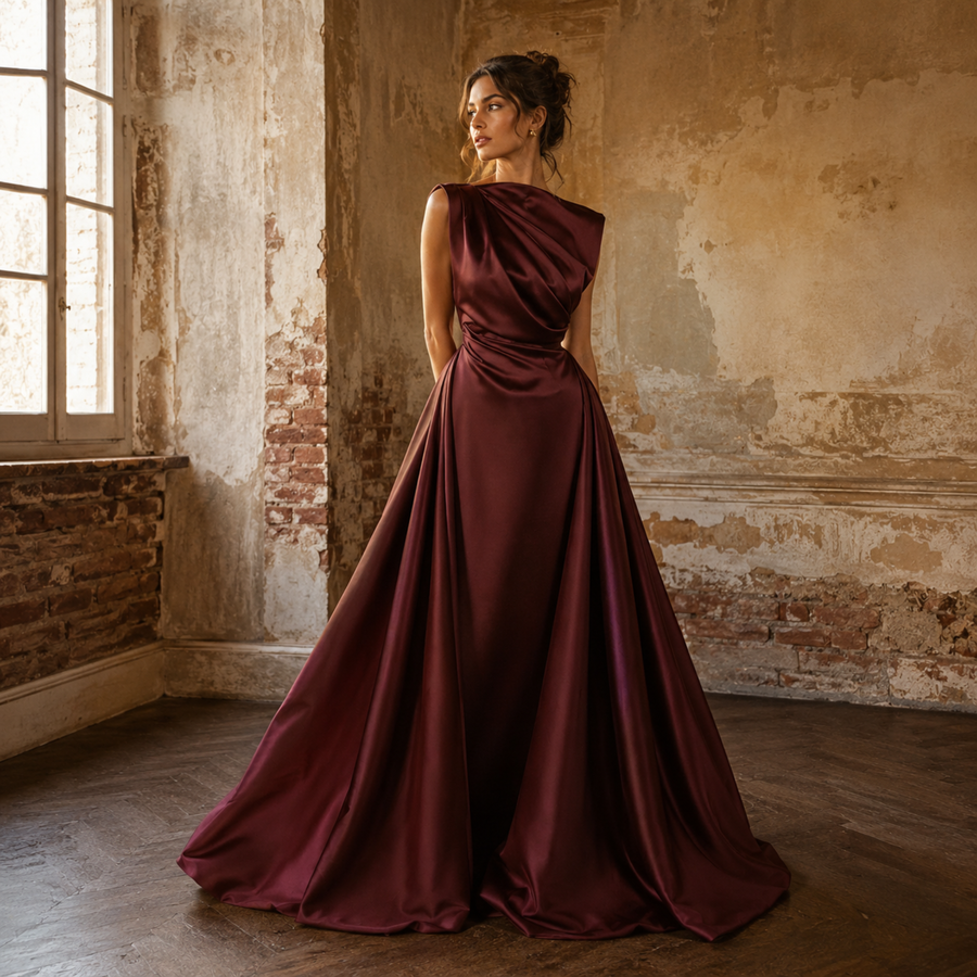 Crimson Promise Satin Mermaid Gown