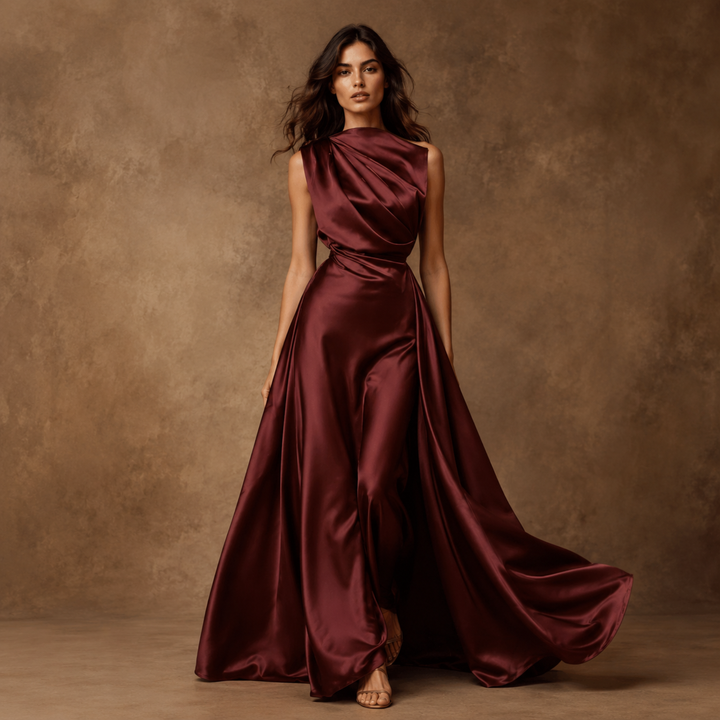 Crimson Promise Satin Mermaid Gown