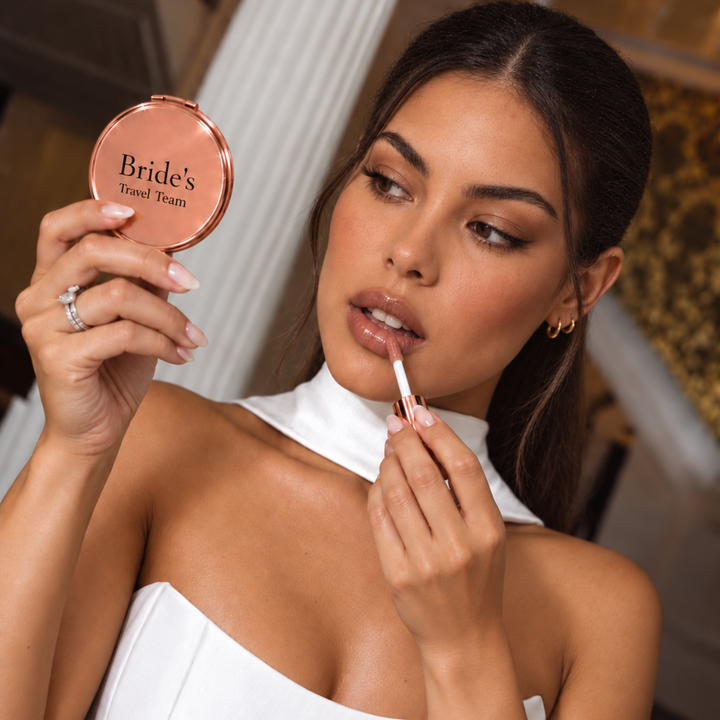 Bride’s Travel Team Rose Gold Compact Mirror
