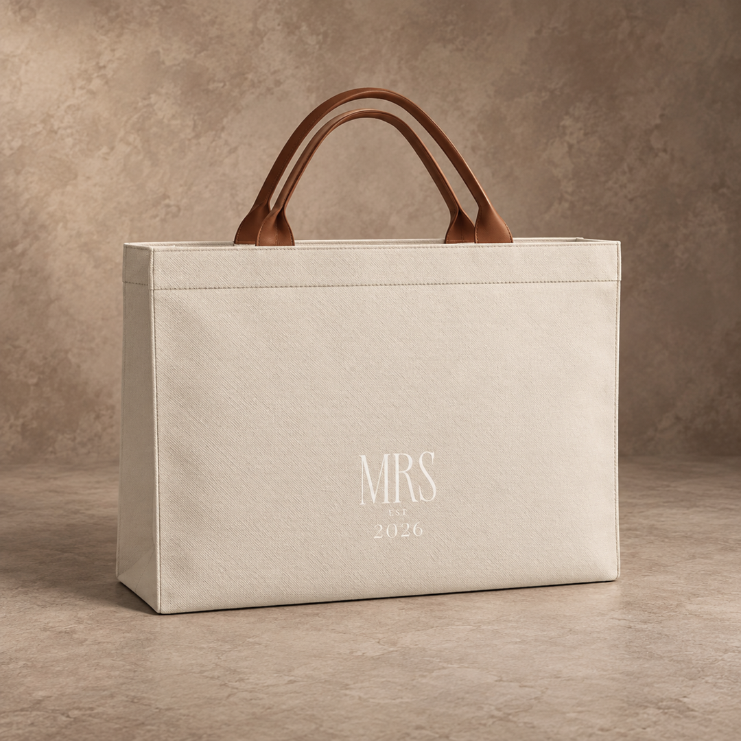 Ivory & Cognac Mrs. Est. 2026 Bridal Carryall