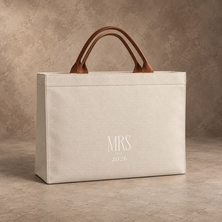 Ivory & Cognac Mrs. Est. 2026 Bridal Carryall