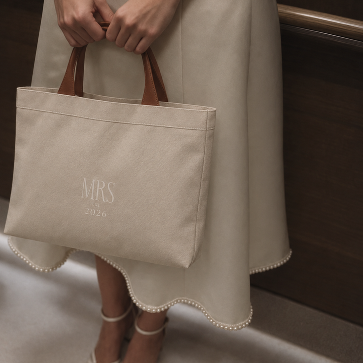 Ivory & Cognac Mrs. Est. 2026 Bridal Carryall