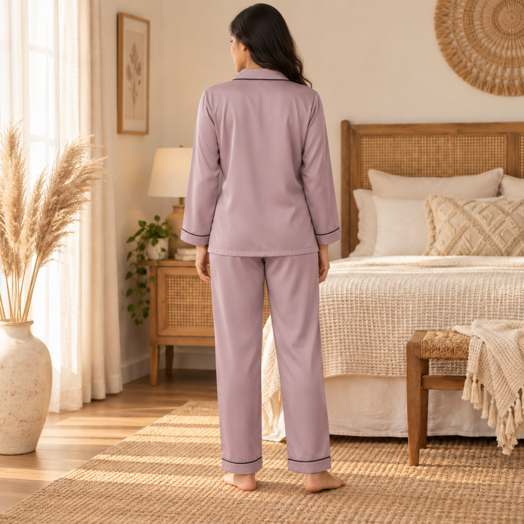 Team Bride Dusty Mauve Satin Pajama Set