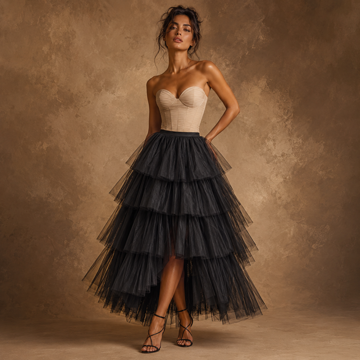 Midnight Reverie Tiered Tulle Skirt