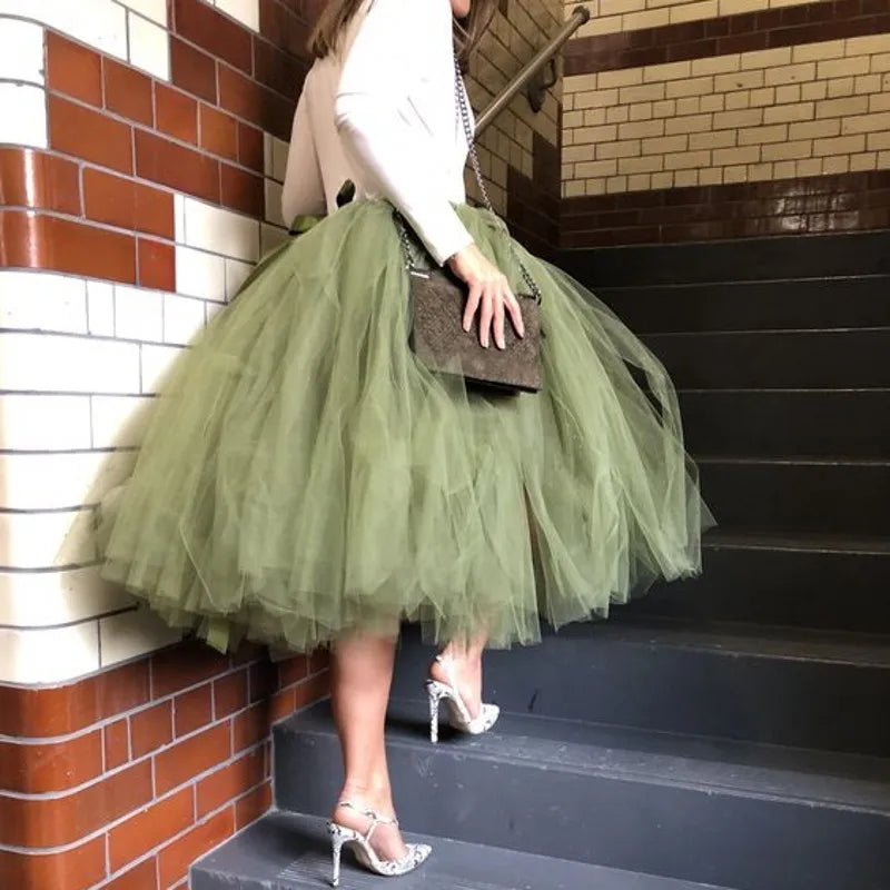 Olive Noir Tulle Reception Skirt