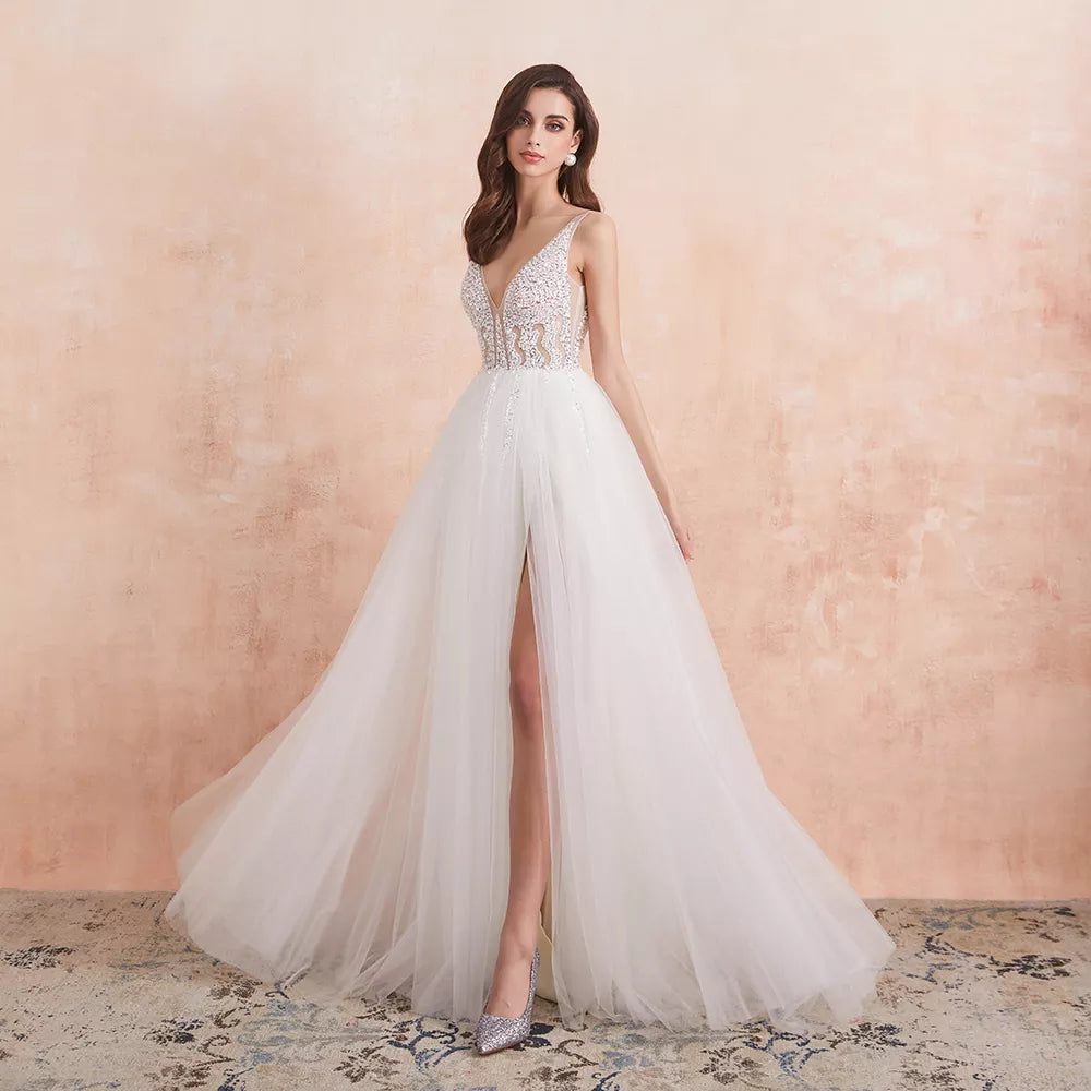 Pearl Union Crystal Skyline Beaded Bridal Gown