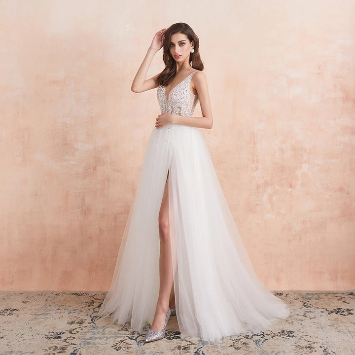 Pearl Union Crystal Skyline Beaded Bridal Gown