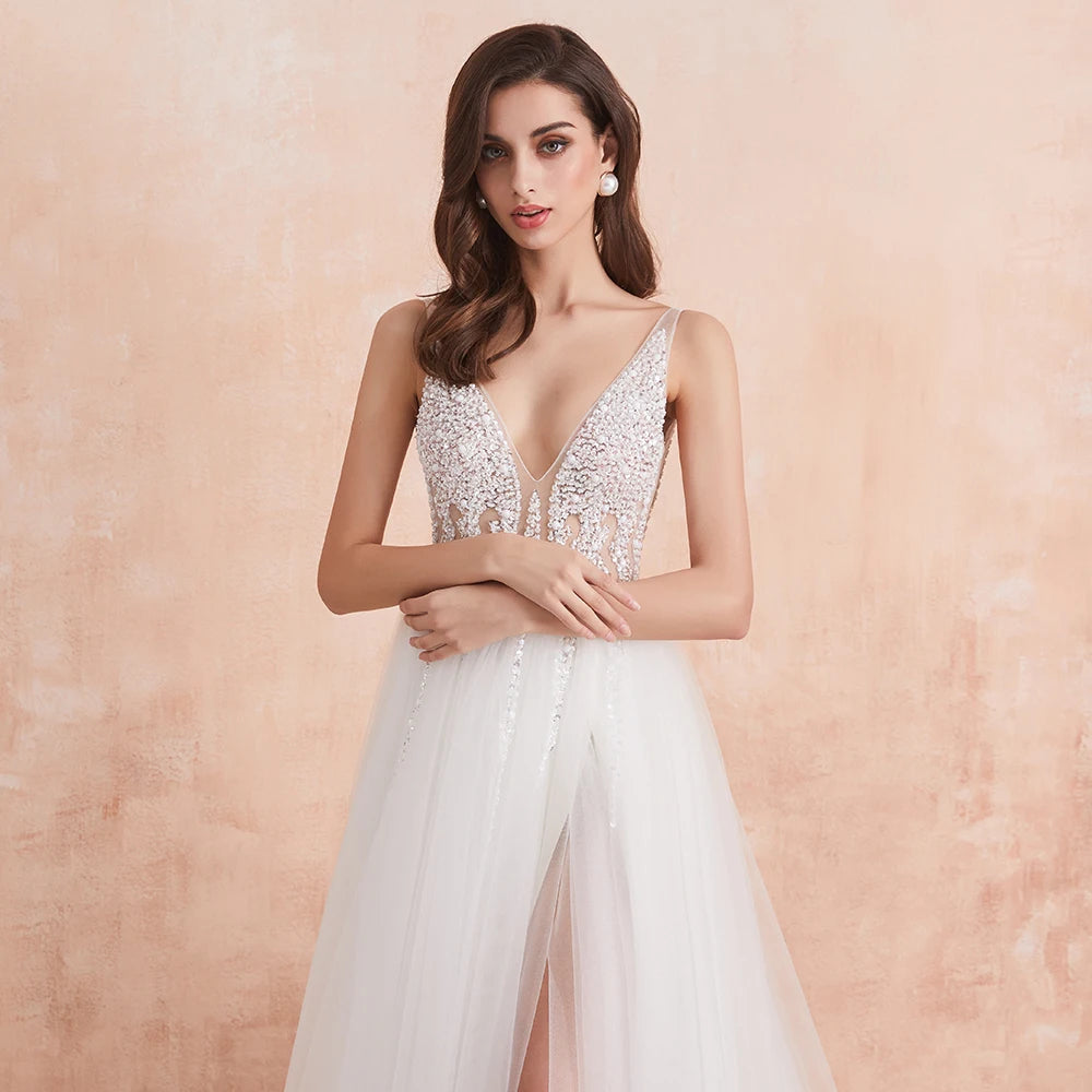 Pearl Union Crystal Skyline Beaded Bridal Gown