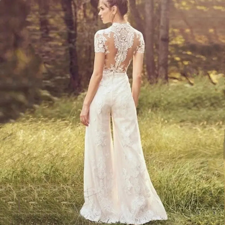 Pearl Union Ivory Whispering Meadow Lace Bridal Jumpsuit