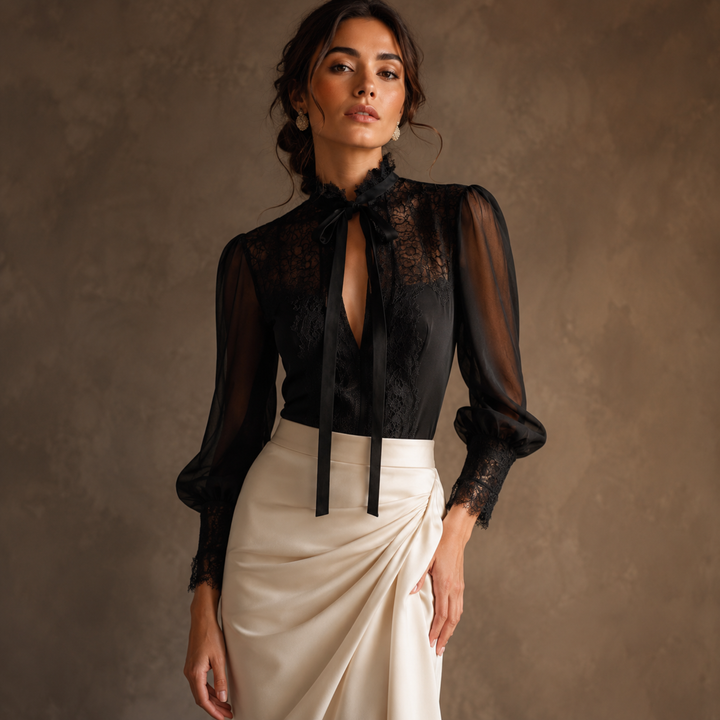 Midnight Union Lace Reverie Reception Blouse