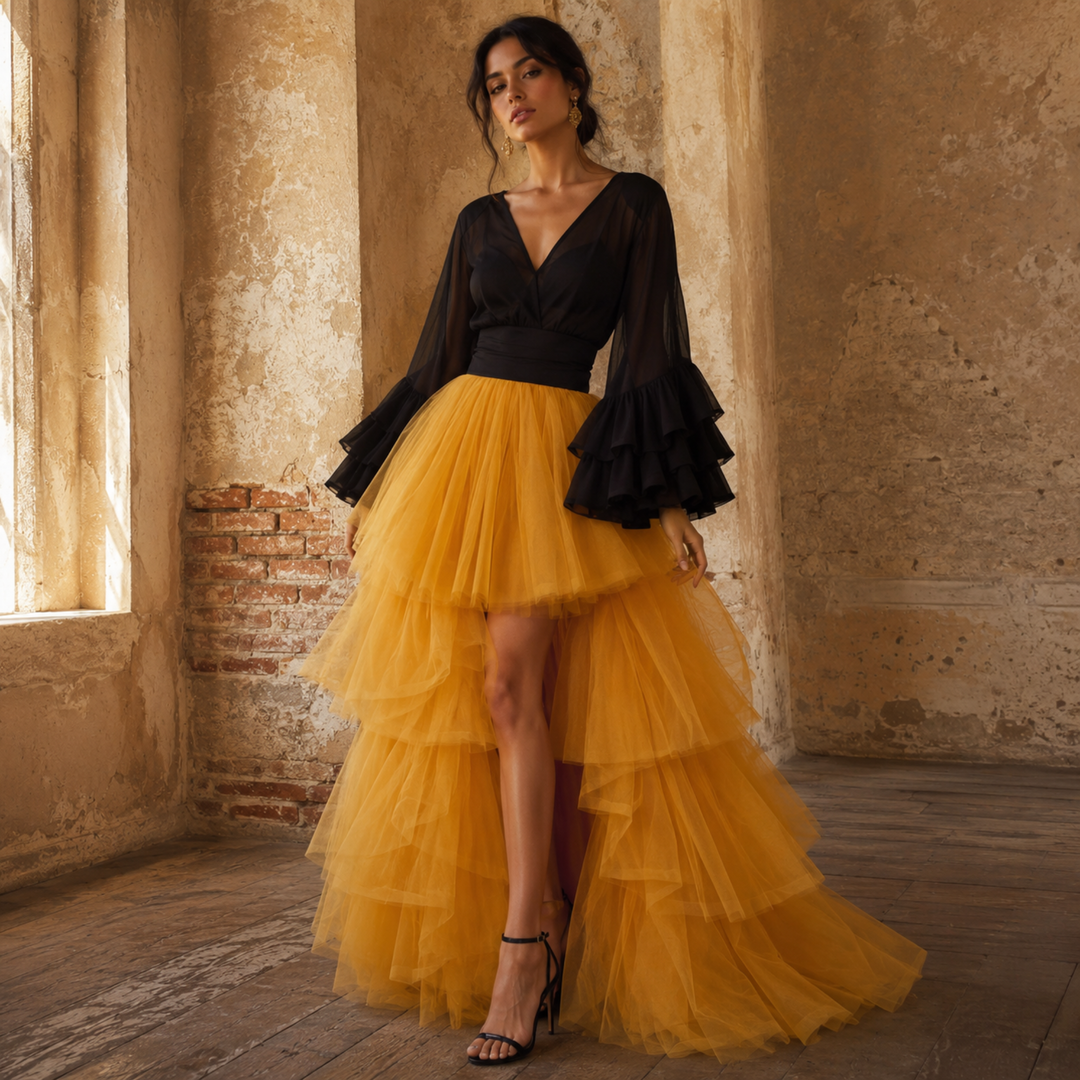 Golden Soleil Cascade Tulle Skirt