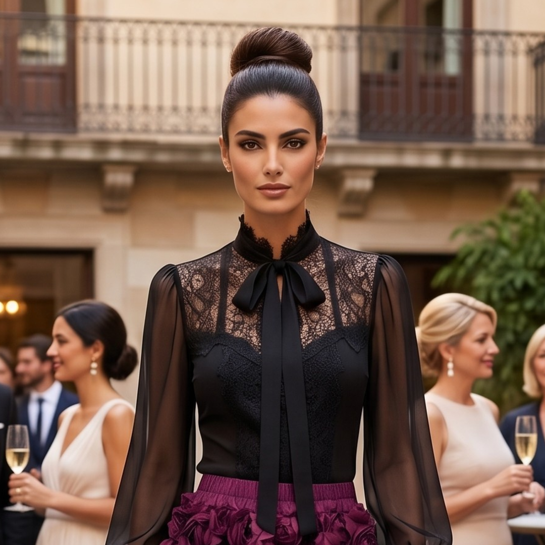 Midnight Union Lace Reverie Reception Blouse