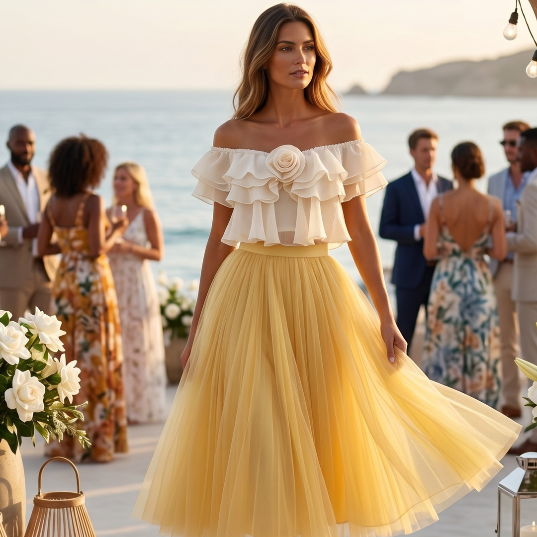 Pearl Blossom Ruffle Top