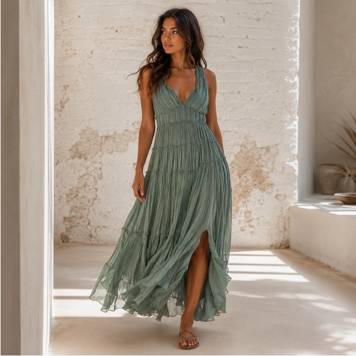 Sage Reverie Bohemian Resort Maxi Dress