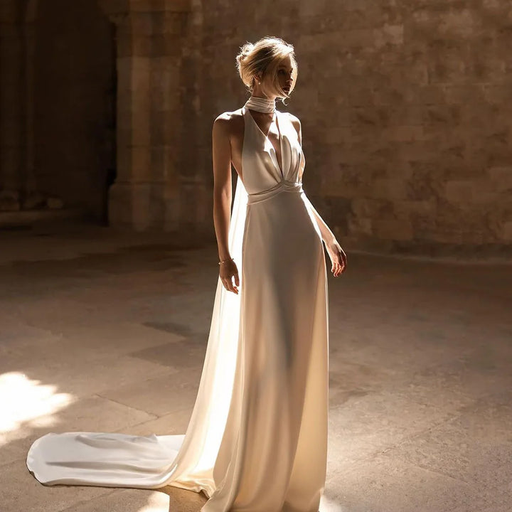 Pearl Union Midnight Atelier Halter Satin Bridal Gown