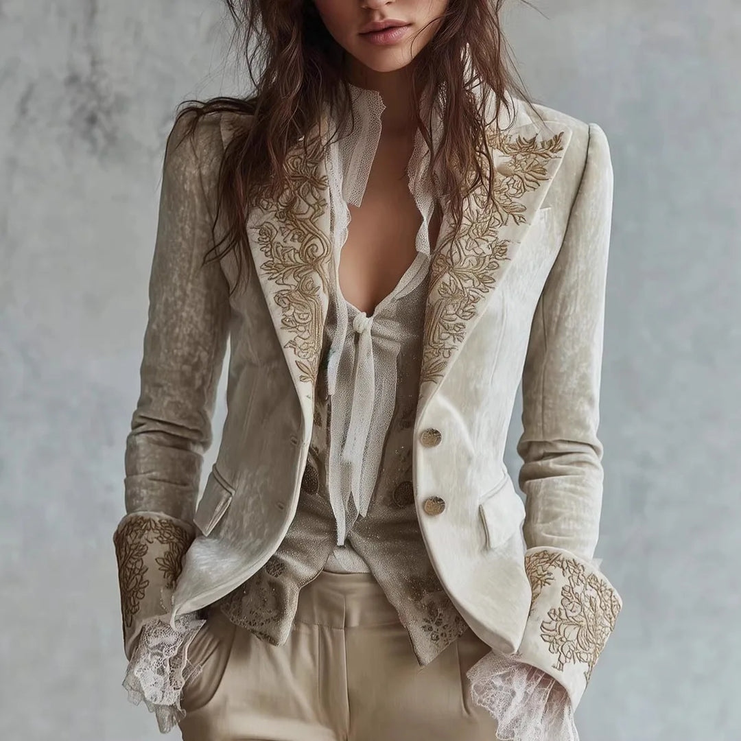 Chocolate Amour Heirloom Embroidered Blazer