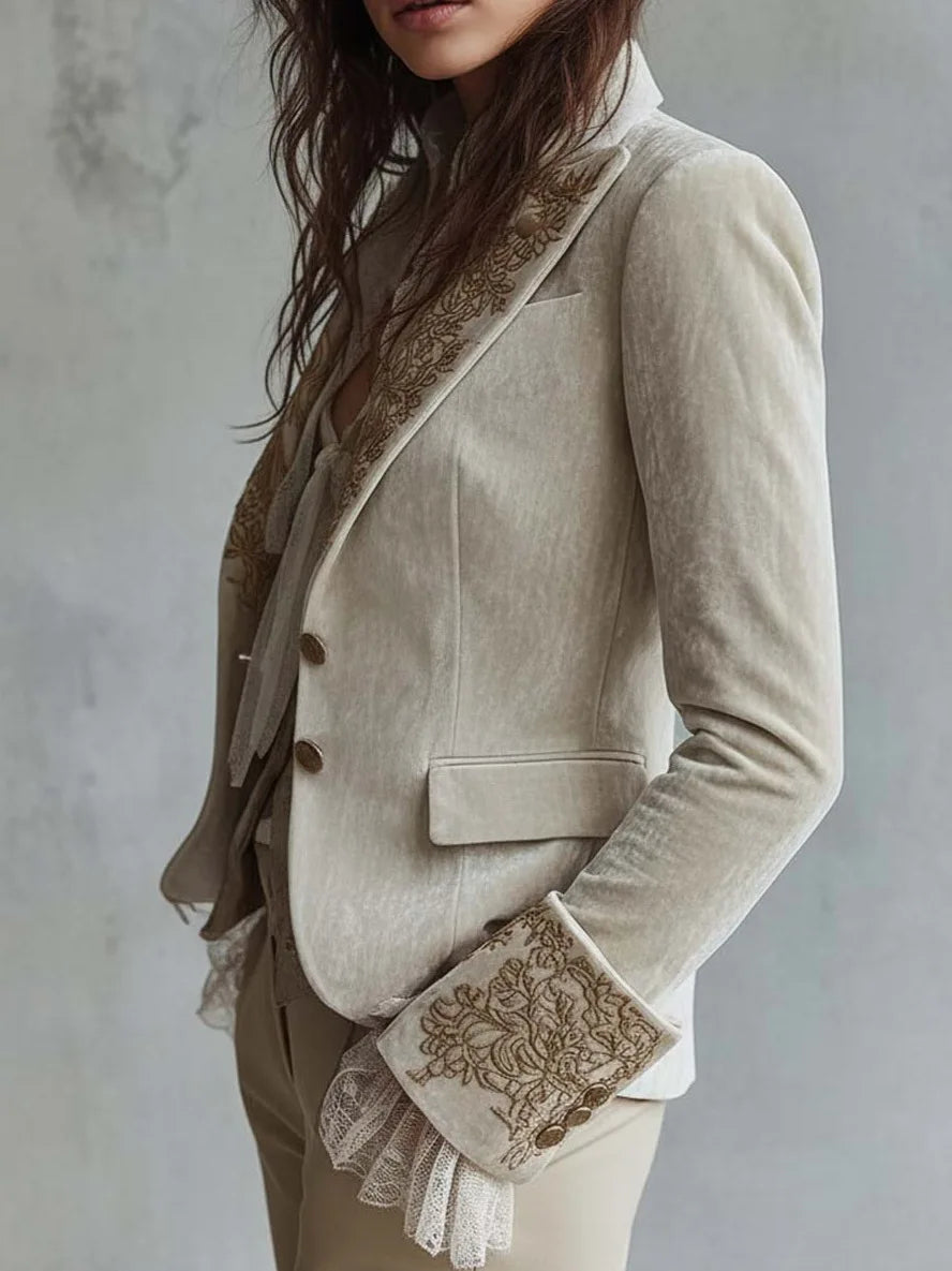 Chocolate Amour Heirloom Embroidered Blazer