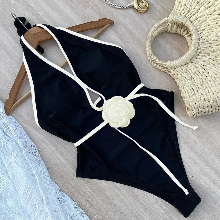 Midnight Union Coastal Rose Halter One-Piece Swimsuit