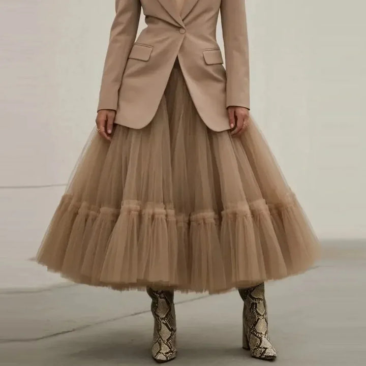 Chocolate Amour Champagne Tulle Reception Skirt