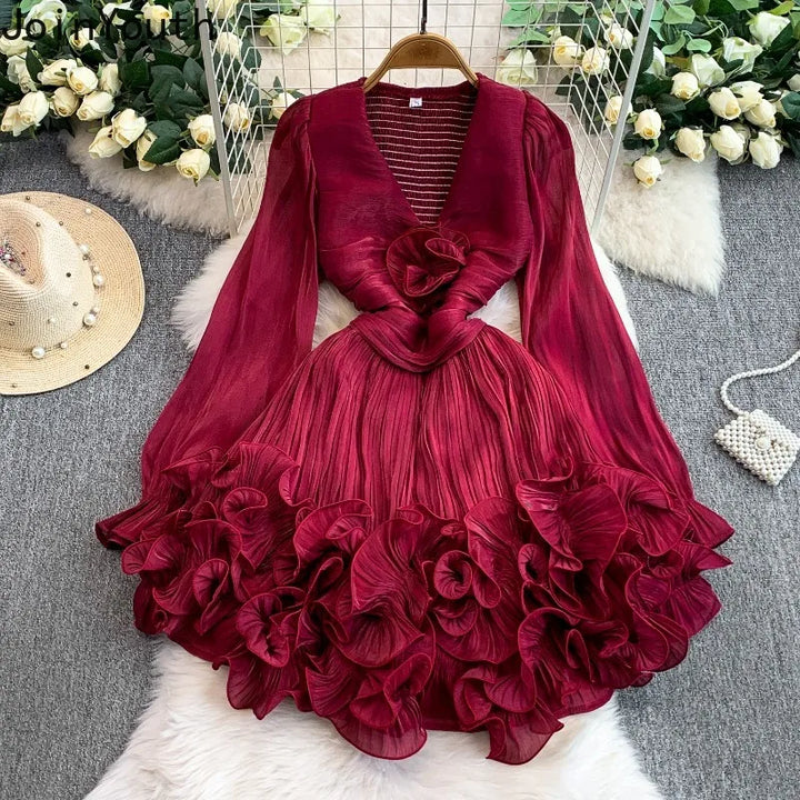 Crimson Promise Ruffle Mini Dress