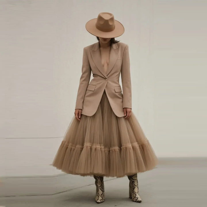 Chocolate Amour Champagne Tulle Reception Skirt