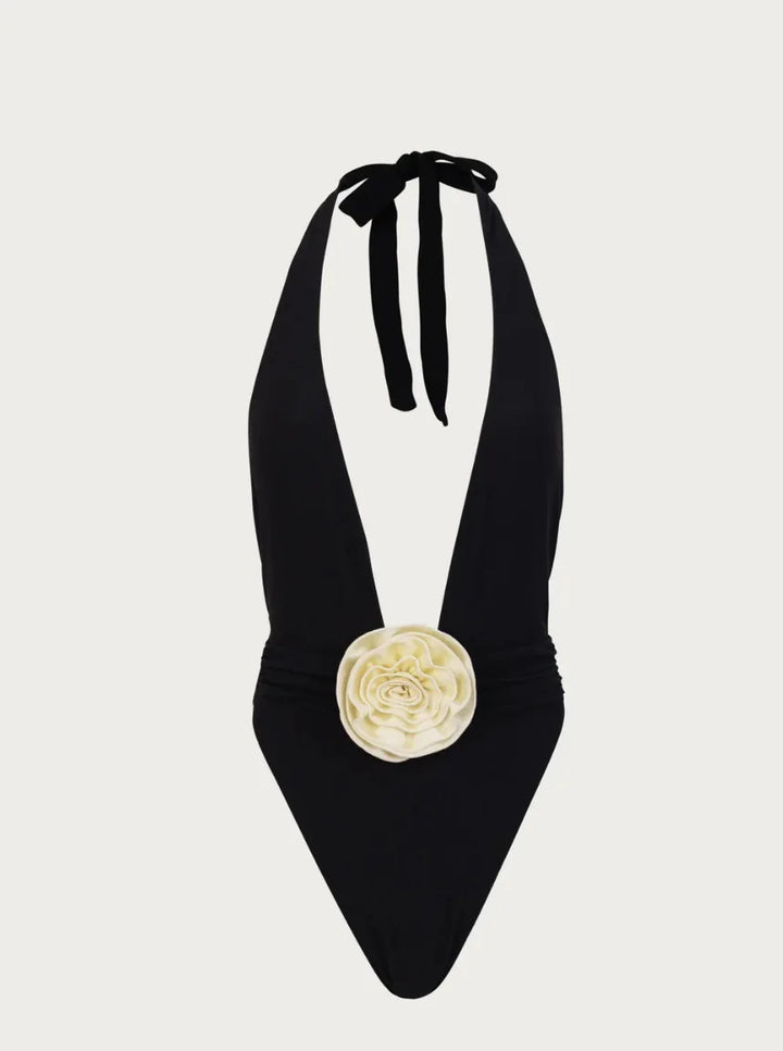 Midnight Union Coastal Rose Plunge One-Piece Swimsuit