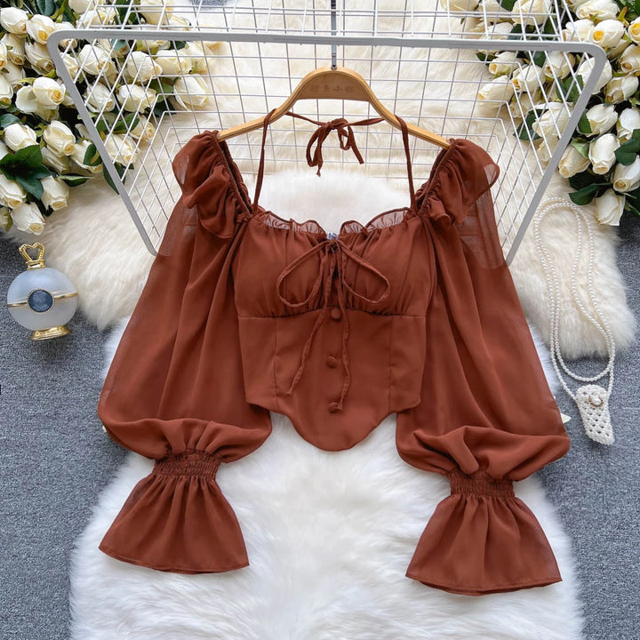 Chocolate Amour Juliet Chiffon Reception Blouse