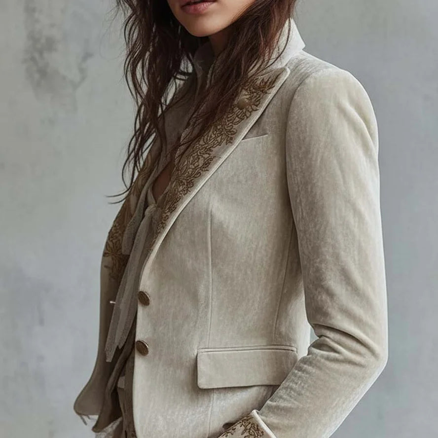 Chocolate Amour Heirloom Embroidered Blazer