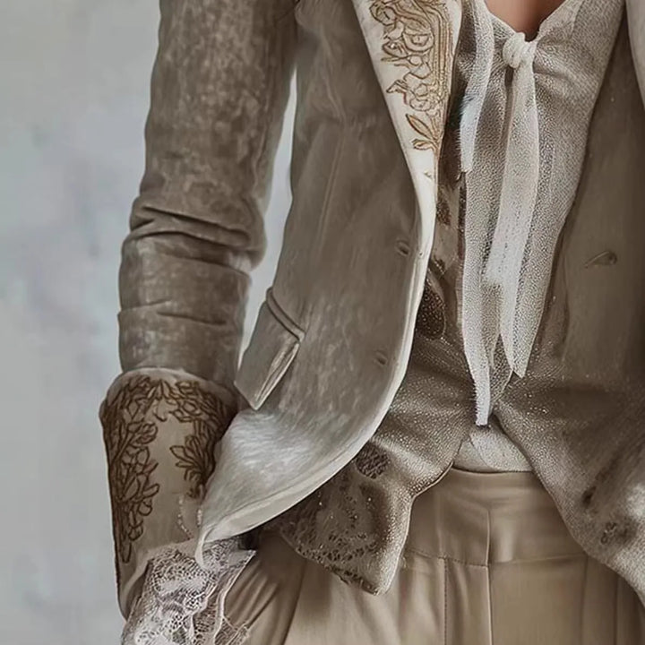 Chocolate Amour Heirloom Embroidered Blazer