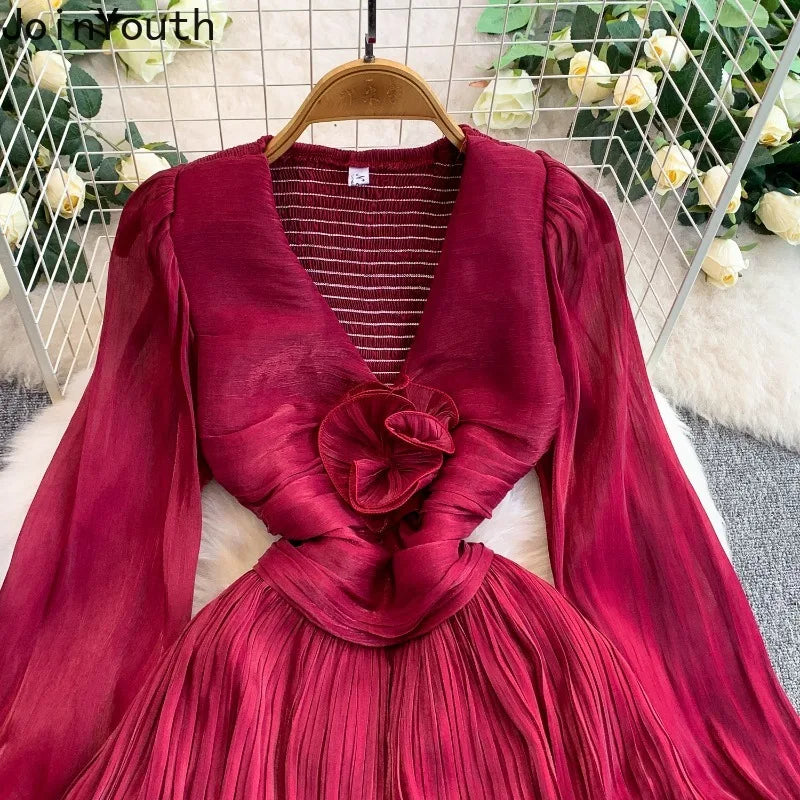 Crimson Promise Ruffle Mini Dress