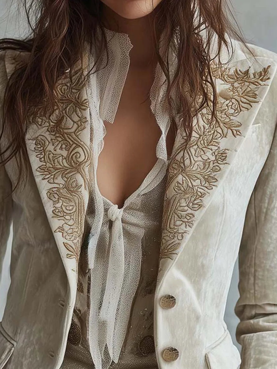 Chocolate Amour Heirloom Embroidered Blazer