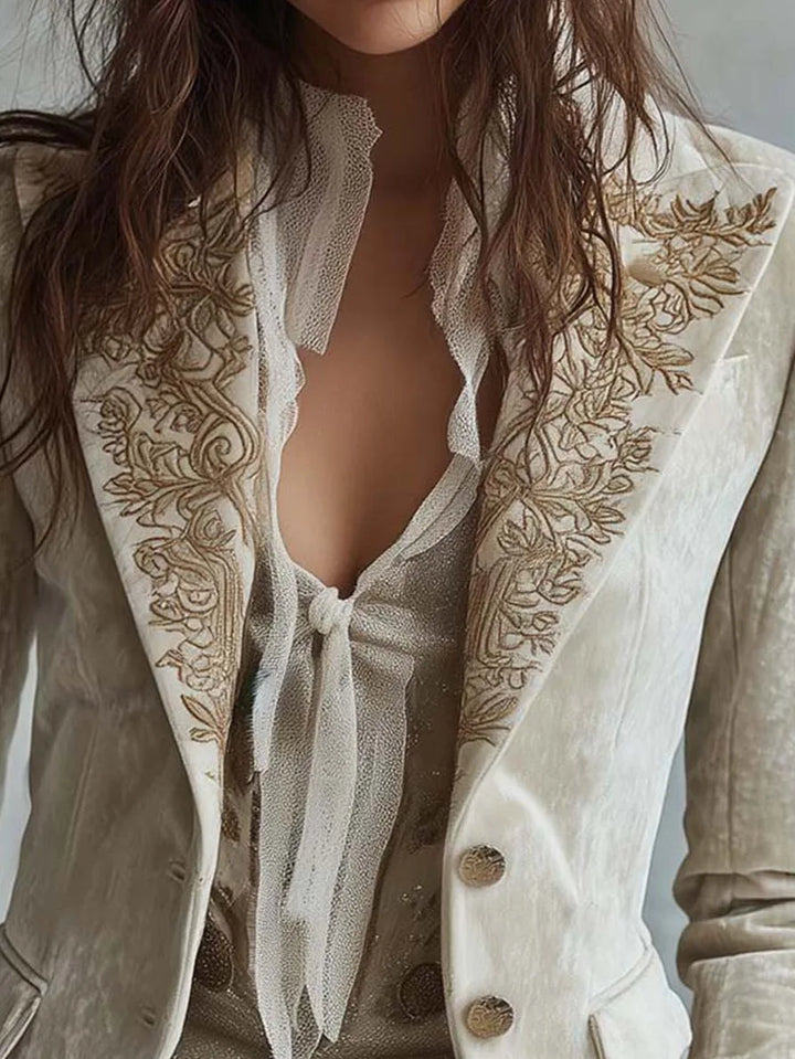 Chocolate Amour Heirloom Embroidered Blazer