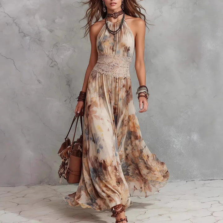 Desert Bloom Halter Resort Maxi Dress