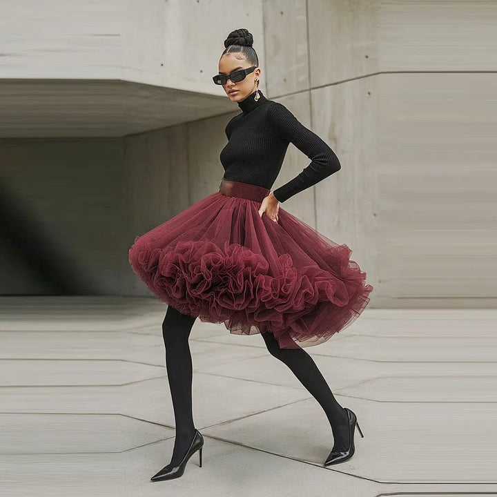 Crimson Promise Burgundy Couture Tulle Skirt