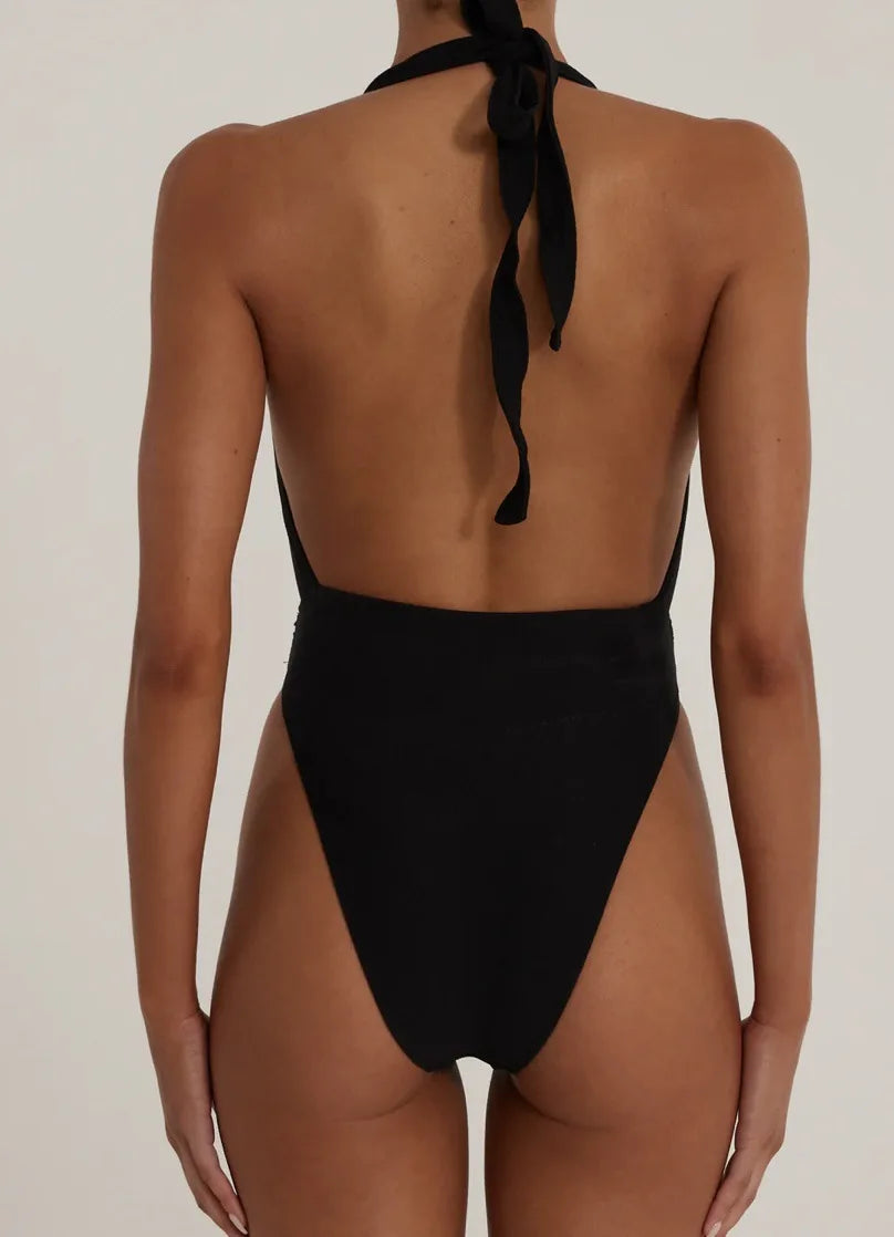 Midnight Union Coastal Rose Plunge One-Piece Swimsuit
