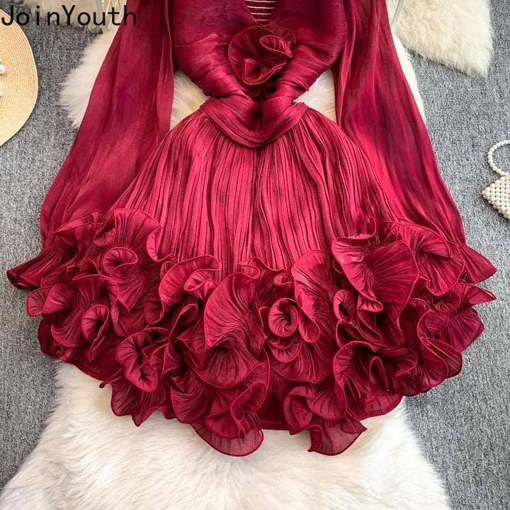 Crimson Promise Ruffle Mini Dress