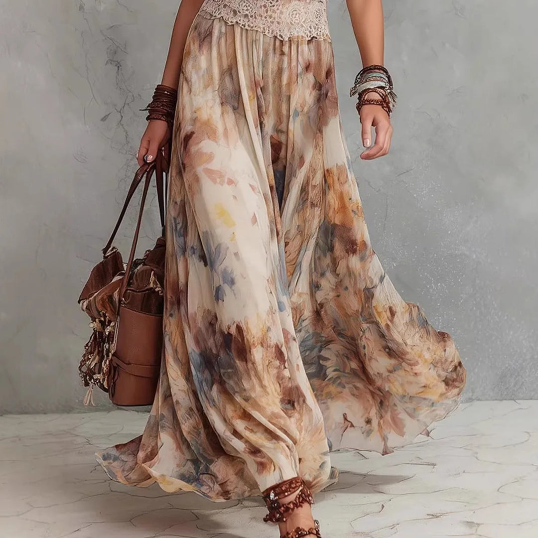 Desert Bloom Halter Resort Maxi Dress