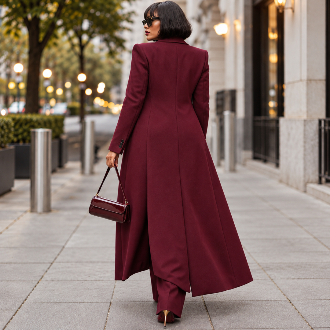 Crimson Promise Burgundy Three-Piece Longline Pantsuit