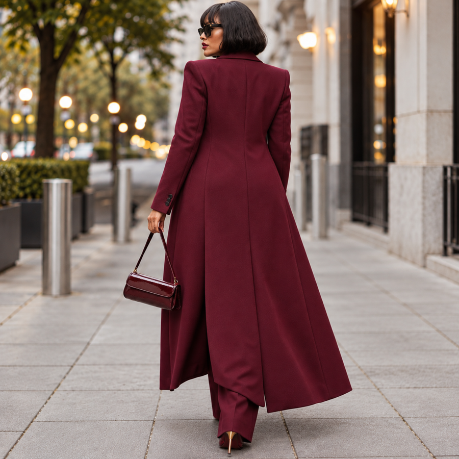 Crimson Promise Burgundy Three-Piece Longline Pantsuit